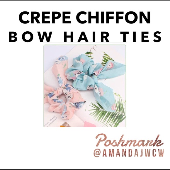 Chiffon Bow Hair Tie Scrunchie - Pink - Picture 6 of 9